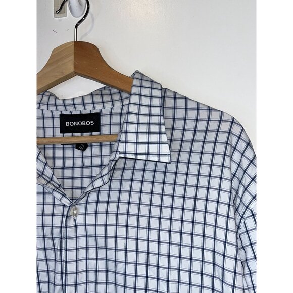 Bonobos Mens Long Sleeve Blue Checkered Button-Up Shirt Long XXL - Picture 3 of 9